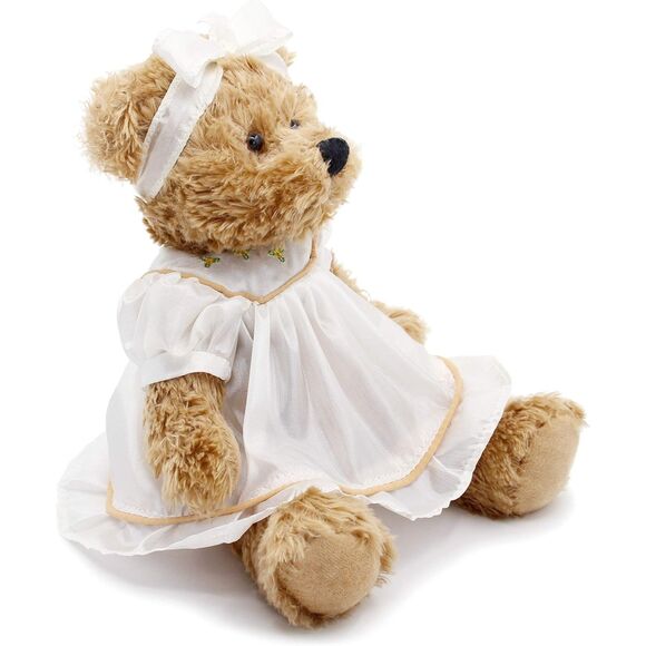 10" Oitscute White Small Teddy Bear with Cloth Stuffed Animal Soft Plush Toy - Picture 4 of 6